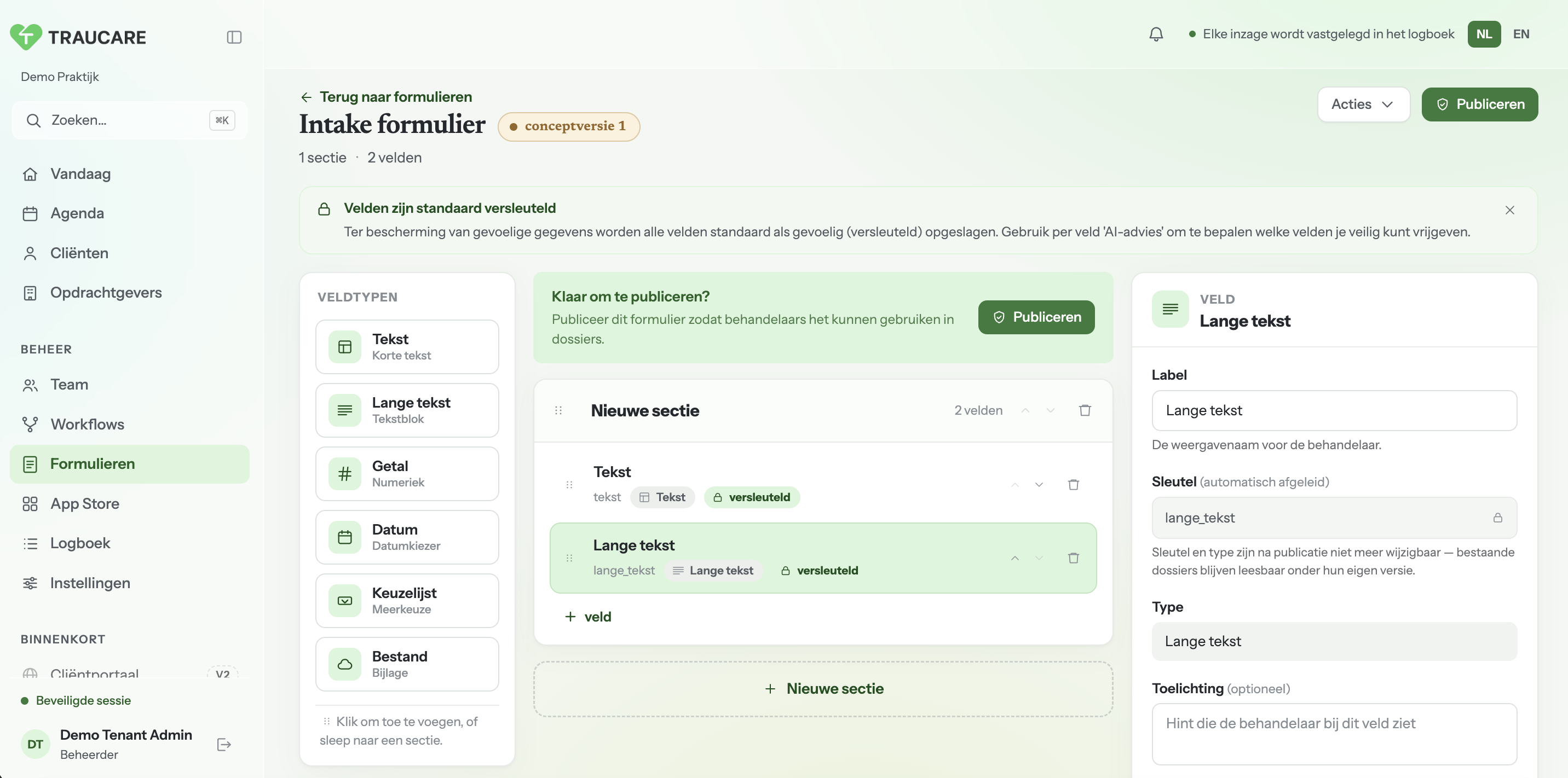 Form engine in Traucare