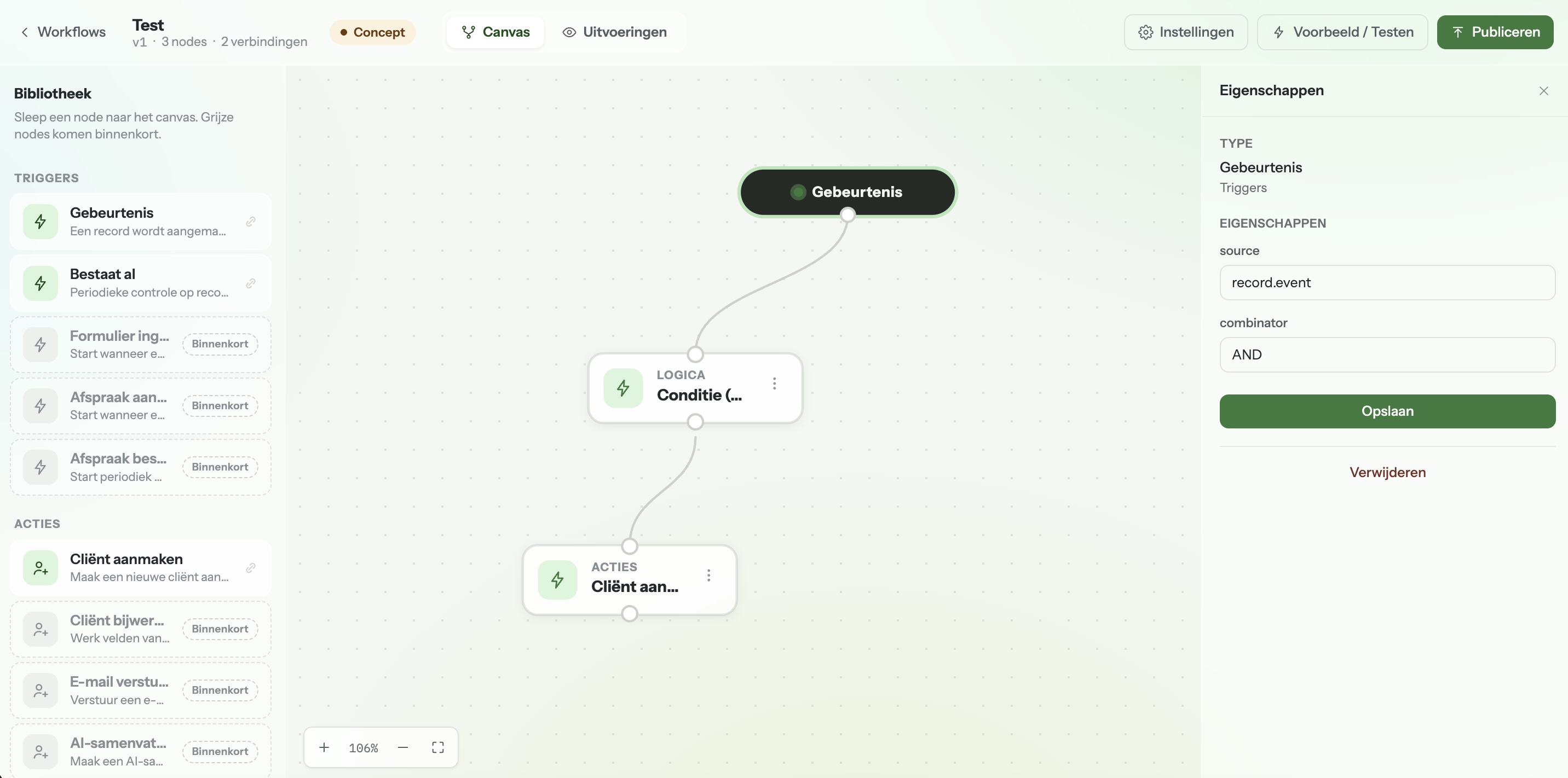Workflow builder in Traucare